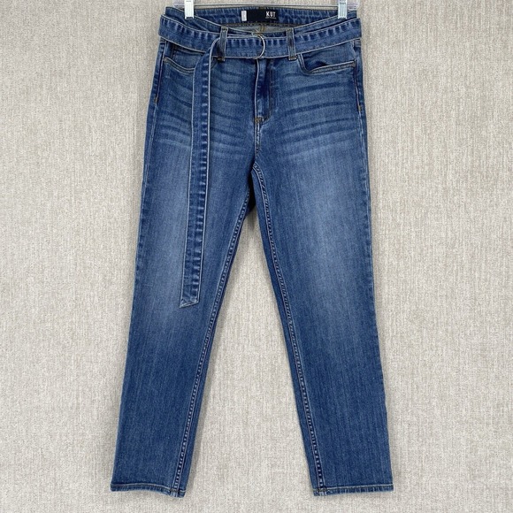 Kut from the Kloth Jeans Womens 0 Blue Reese High Rise Ankle Straight Leg Belted - Picture 1 of 12